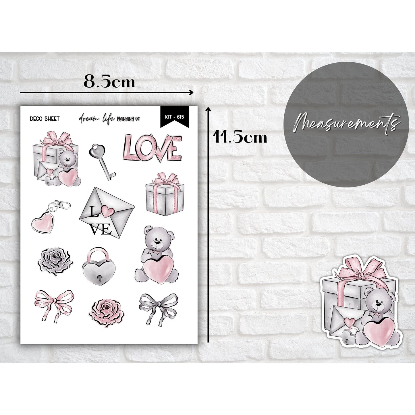 Deco Planner Stickers Love Decorative Planner Stickers for Bullet Journal Stickers Cute Teddy Planner Sticker Sheets Erin Condren Stickers