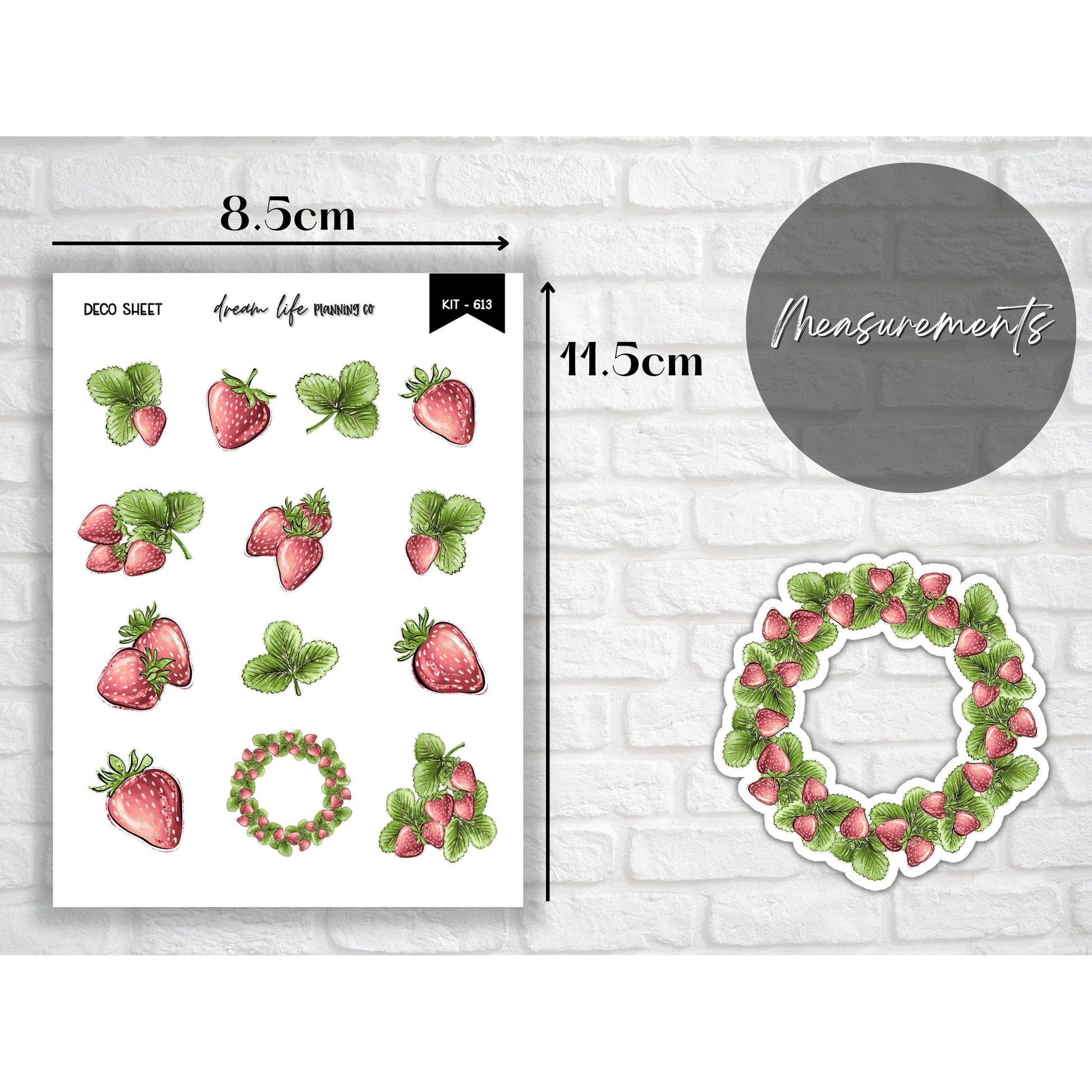 Deco Planner Stickers Strawberry Decorative Planner Stickers for Bullet Journal Stickers Cute Planner Sticker Sheets Erin Condren Stickers