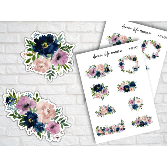 Flower Planner Stickers Floral Decorative Planner Stickers for Bullet Journal Stickers Cute Flower Planner Sticker Sheets Erin Condren Deco