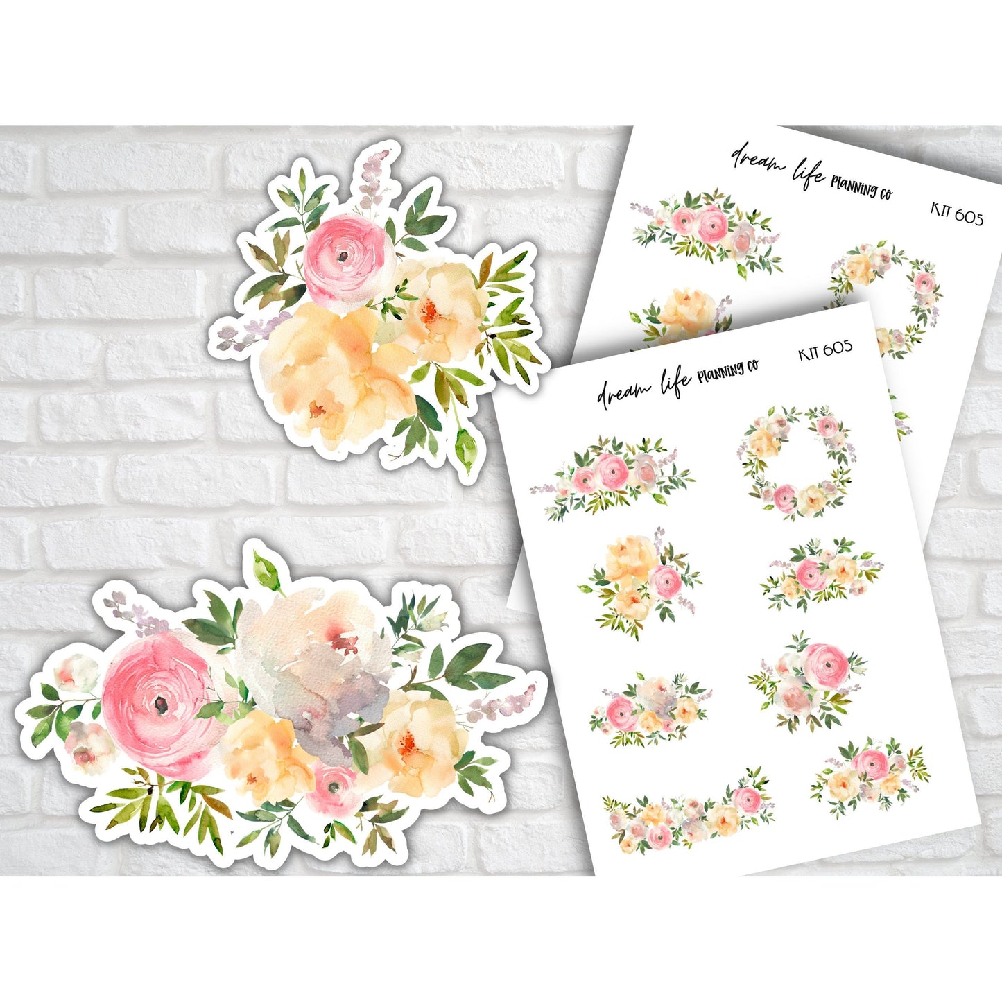 Floral Deco Planner Stickers Floral Decorative Planner Stickers for Bullet Journal Stickers Cute Flower Planner Sticker Sheets Erin Condren