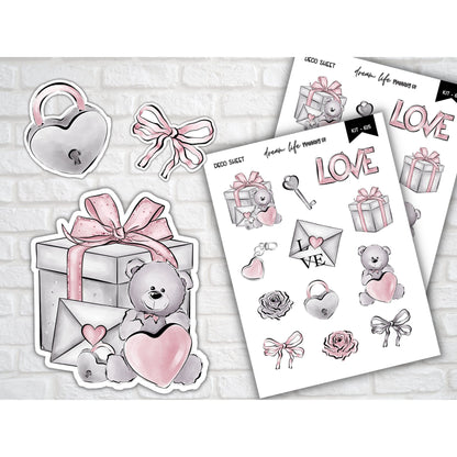 Deco Planner Stickers Love Decorative Planner Stickers for Bullet Journal Stickers Cute Teddy Planner Sticker Sheets Erin Condren Stickers
