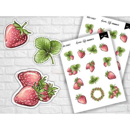 Deco Planner Stickers Strawberry Decorative Planner Stickers for Bullet Journal Stickers Cute Planner Sticker Sheets Erin Condren Stickers