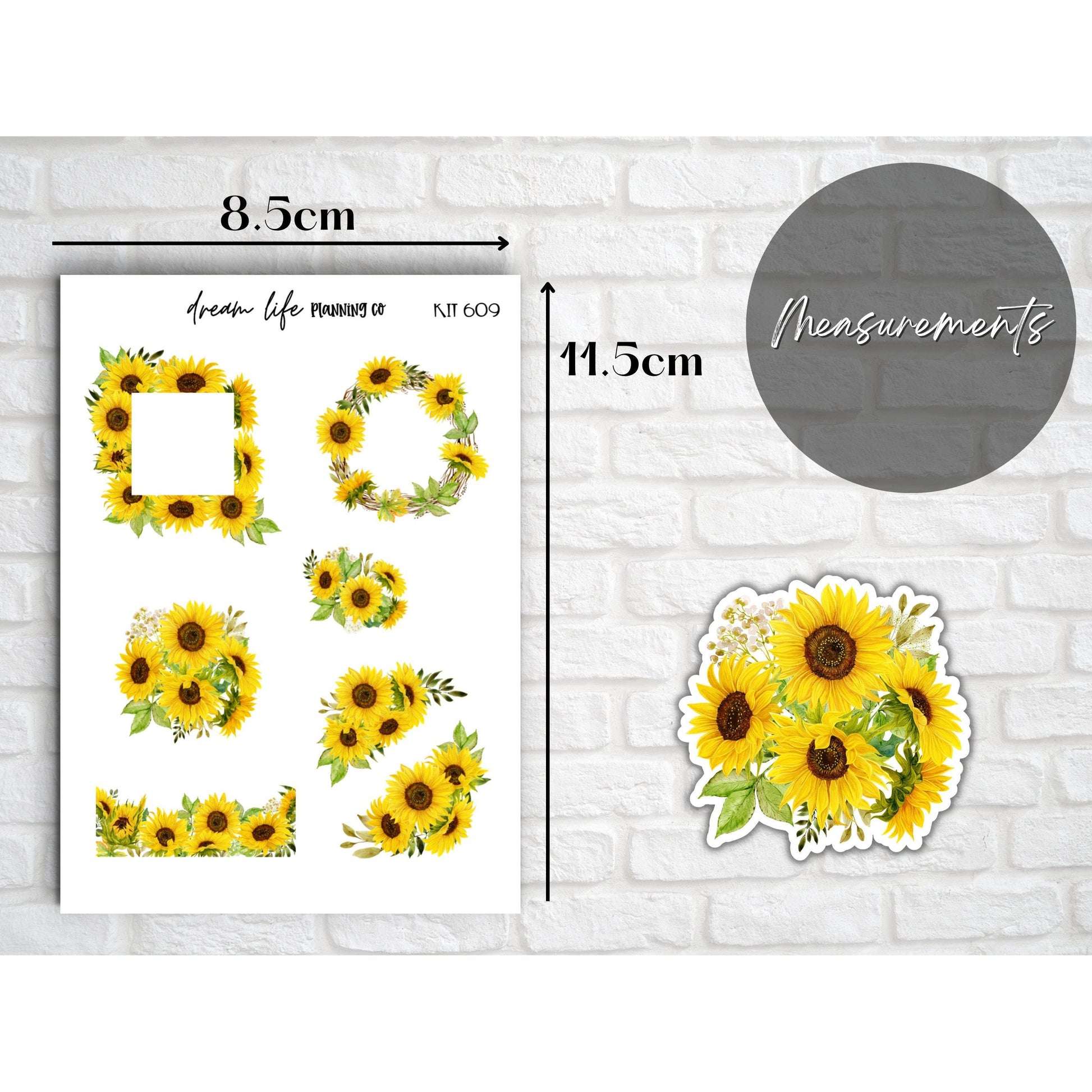 Deco Planner Stickers Sunflower Decorative Planner Stickers for Bullet Journal Stickers Cute Sunflower Planner Sticker Sheets Erin Condren