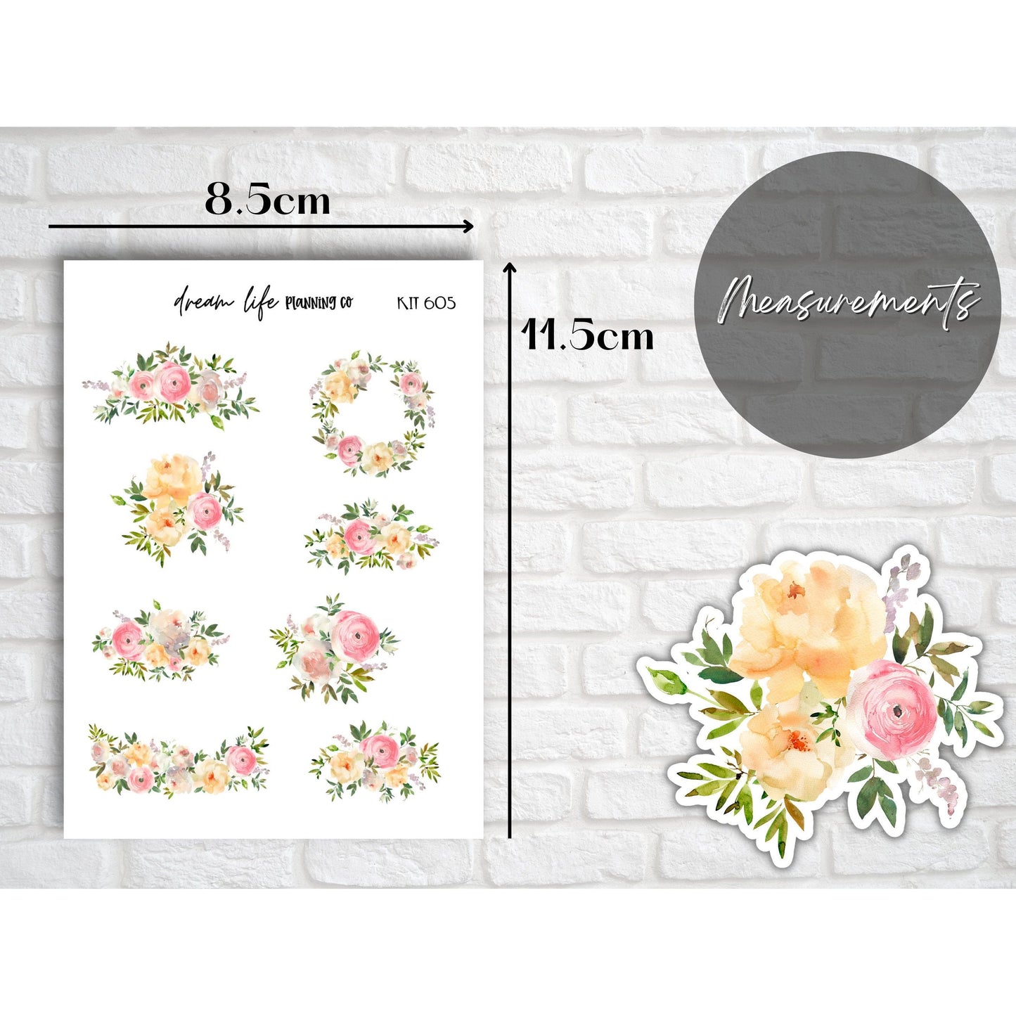 Floral Deco Planner Stickers Floral Decorative Planner Stickers for Bullet Journal Stickers Cute Flower Planner Sticker Sheets Erin Condren