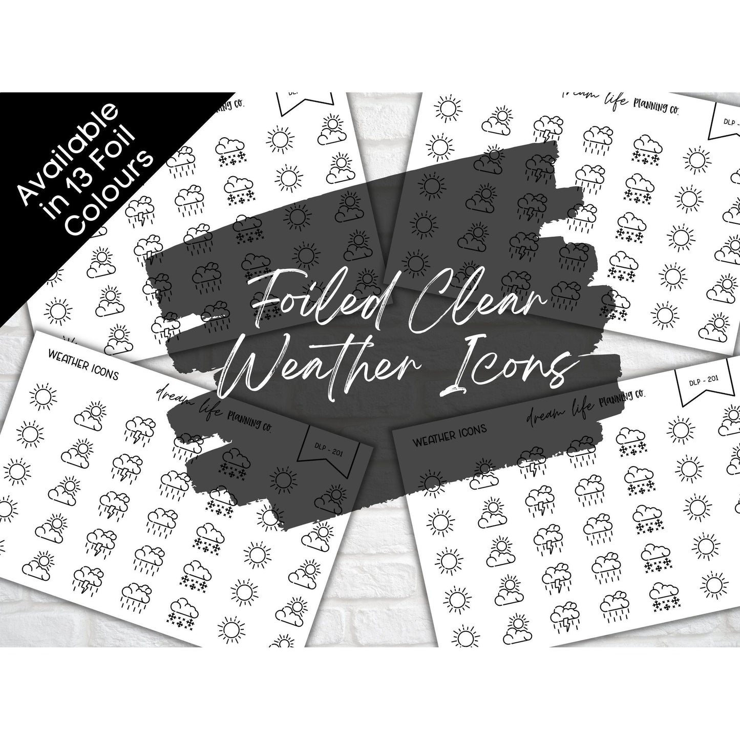 CLEAR Foiled Weather Icons Planner Stickers Bullet Journaling Weather Icons Planner Stickers Foiled Icons Cute Planner Sticker Foil Stickers