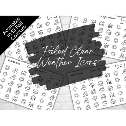 CLEAR Foiled Weather Icons Planner Stickers Bullet Journaling Weather Icons Planner Stickers Foiled Icons Cute Planner Sticker Foil Stickers