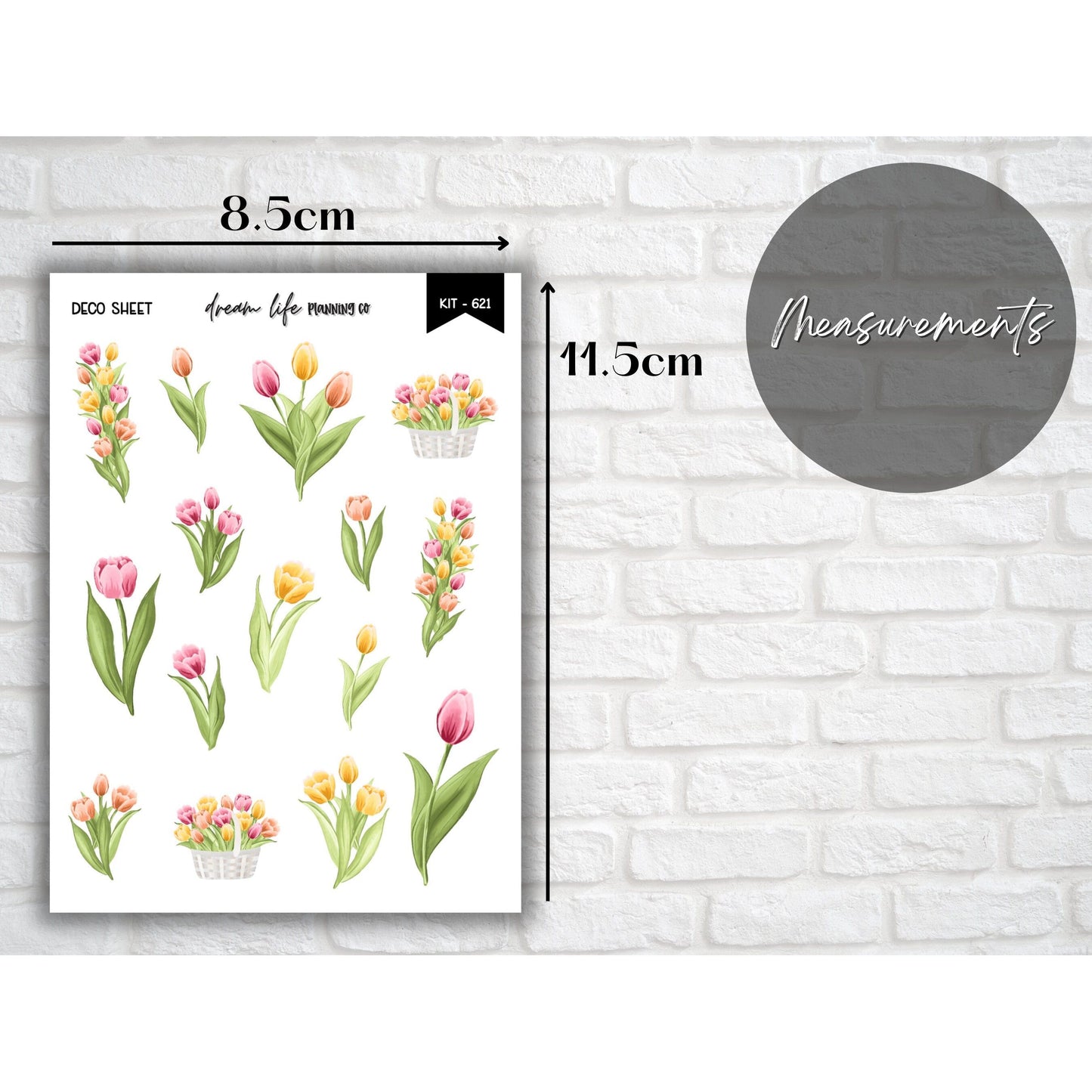 Tulip Deco Planner Stickers Decorative Planner Stickers for Bullet Journal and Planners Stickers Cute Planner Sticker Sheets Tulips