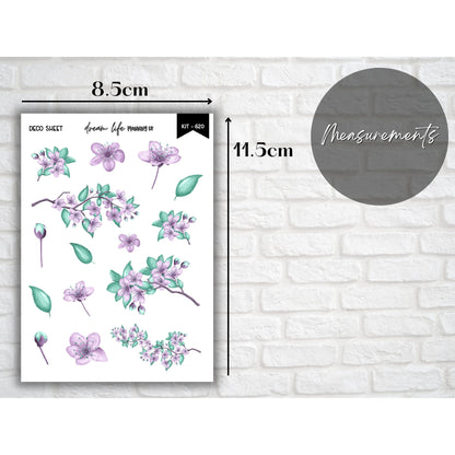 Purple and Green Floral Deco Planner Stickers Decorative Planner Stickers for Bullet Journal Stickers Cute Planner Sticker Sheets Floral