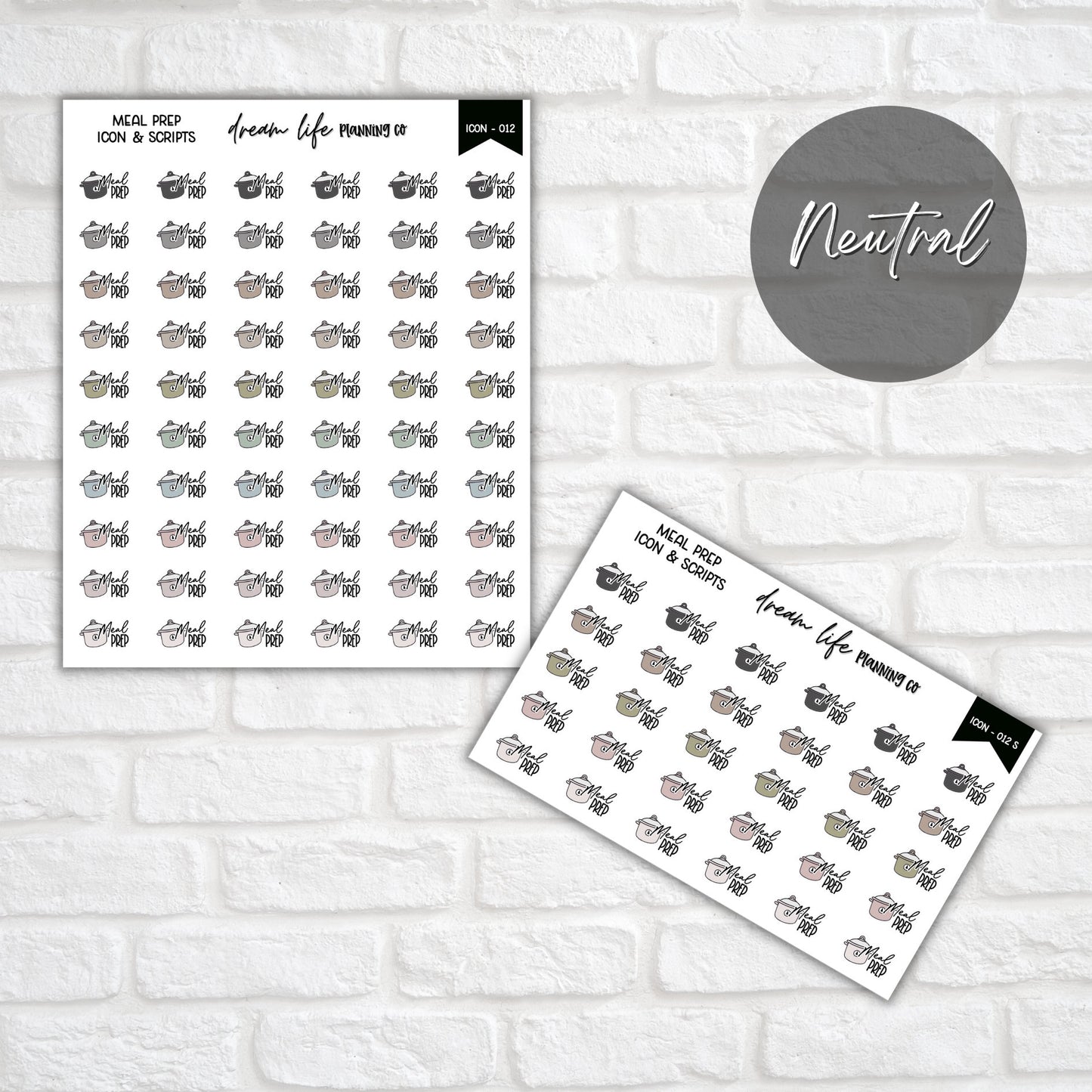 Meal Prep Icon Planner Stickers, Meal Prep Script Stickers, Meal Prep Icon Stickers, Bullet Journal, Planner Diary & Calendar Stickers