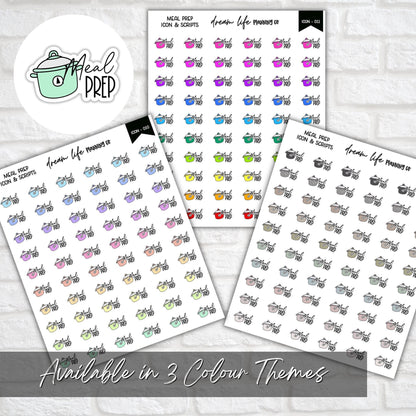 Meal Prep Icon Planner Stickers, Meal Prep Script Stickers, Meal Prep Icon Stickers, Bullet Journal, Planner Diary & Calendar Stickers