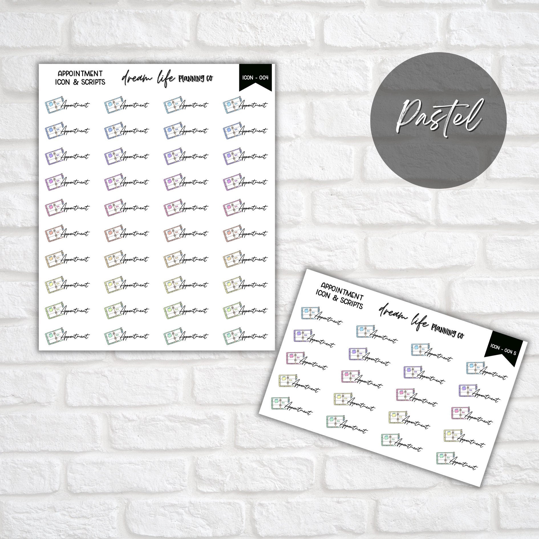 Appointment Doodle Icon Planner Stickers, Appointment Script Planner Stickers, Bullet Journal Stickers, Planner Diary and Calendar Stickers