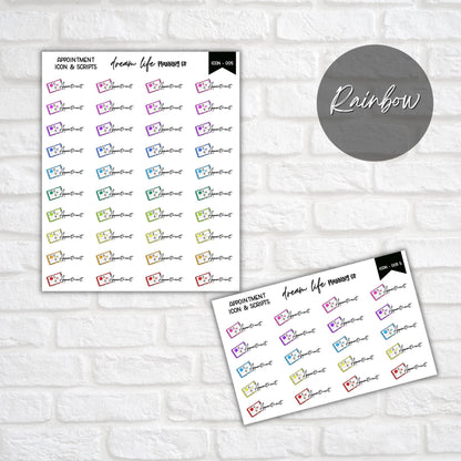 Appointment Doodle Icon Planner Stickers, Appointment Script Planner Stickers, Bullet Journal Stickers, Planner Diary and Calendar Stickers