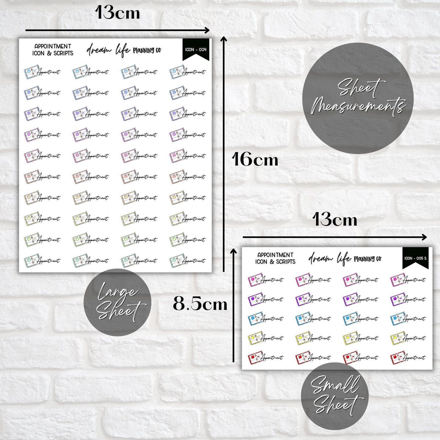 Appointment Doodle Icon Planner Stickers, Appointment Script Planner Stickers, Bullet Journal Stickers, Planner Diary and Calendar Stickers