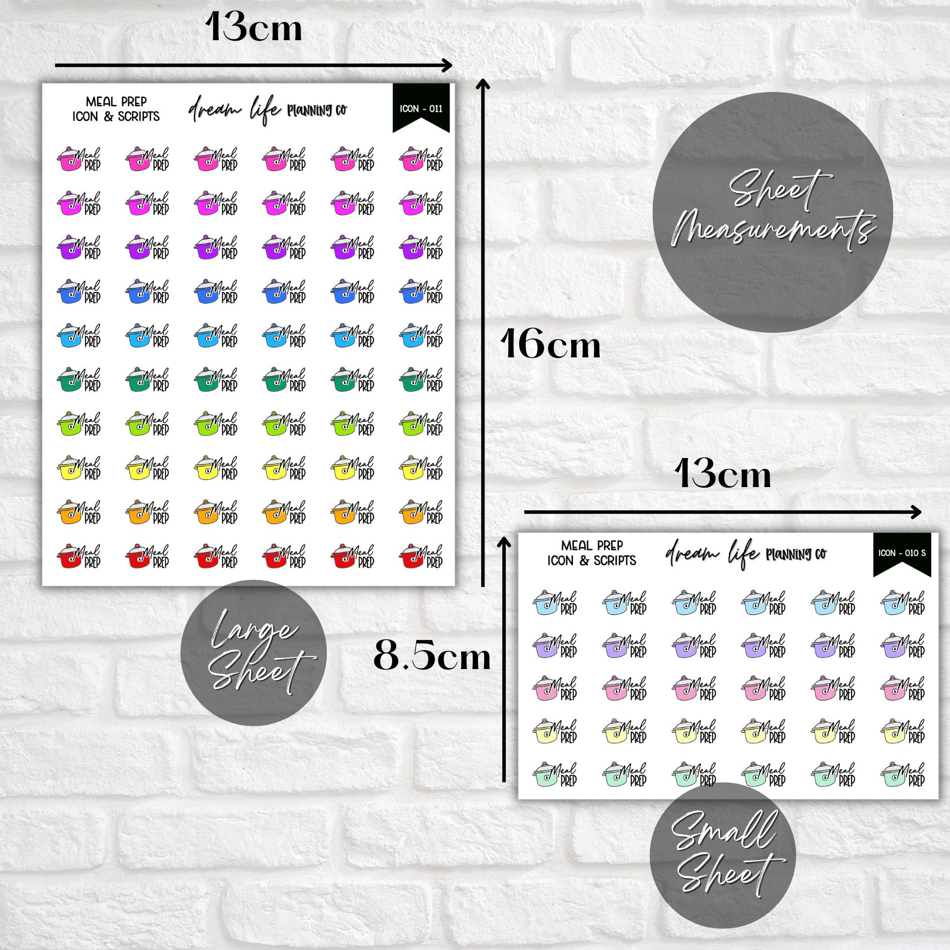 Meal Prep Icon Planner Stickers, Meal Prep Script Stickers, Meal Prep Icon Stickers, Bullet Journal, Planner Diary & Calendar Stickers