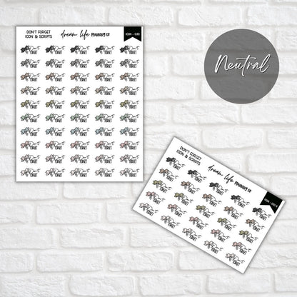 Don't Forget Icon Planner Sticker, Reminder Stickers, Icon Stickers, Bow Stickers, Bullet Journal Stickers, Planner Diary & Calendar Sticker