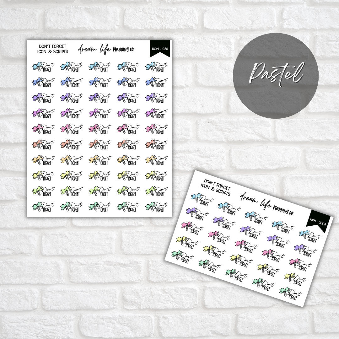 Don't Forget Icon Planner Sticker, Reminder Stickers, Icon Stickers, Bow Stickers, Bullet Journal Stickers, Planner Diary & Calendar Sticker