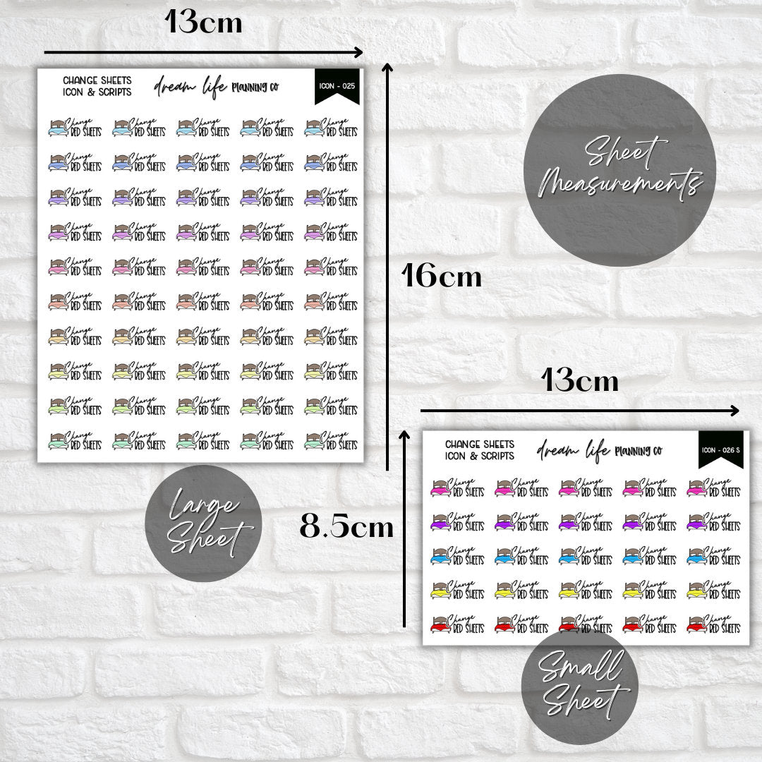 Change Bed Sheets Icon Planner Sticker, Change Sheets Stickers, Icon Stickers, Bullet Journal Stickers, Planner Diary & Calendar Sticker