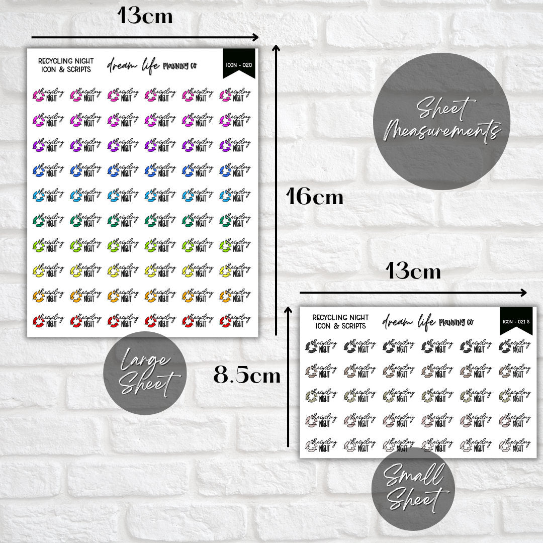 Recycling Night Icon Planner Sticker, Recycling Stickers, Bin Icon Stickers, Bullet Journal Stickers, Planner Diary & Calendar Sticker