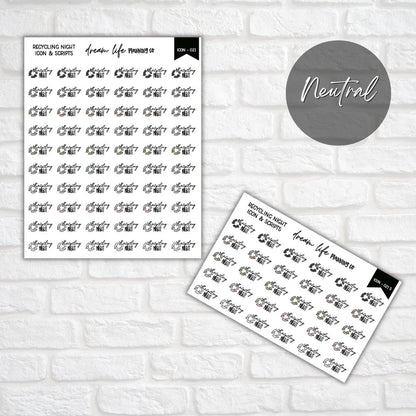 Recycling Night Icon Planner Sticker, Recycling Stickers, Bin Icon Stickers, Bullet Journal Stickers, Planner Diary & Calendar Sticker