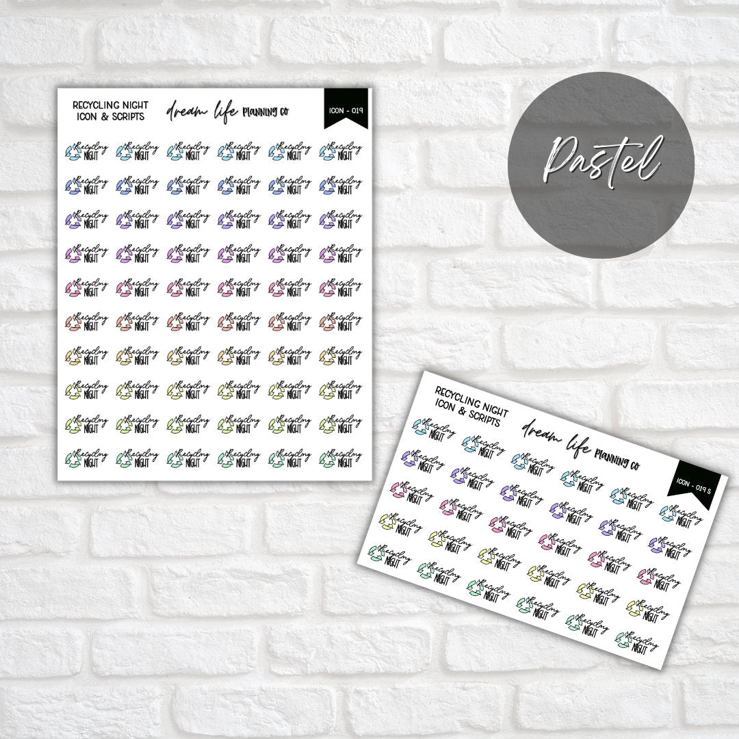 Recycling Night Icon Planner Sticker, Recycling Stickers, Bin Icon Stickers, Bullet Journal Stickers, Planner Diary & Calendar Sticker