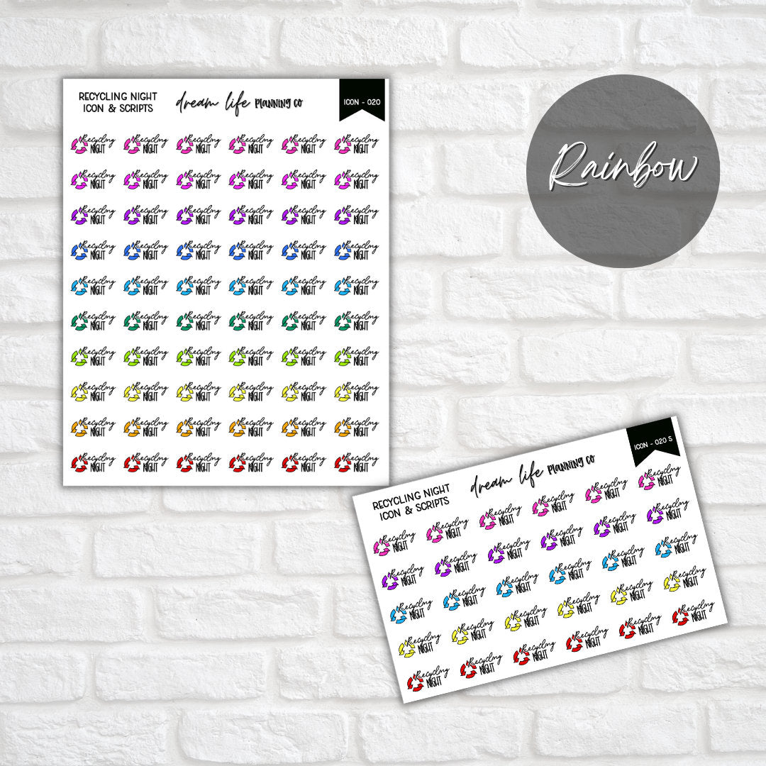 Recycling Night Icon Planner Sticker, Recycling Stickers, Bin Icon Stickers, Bullet Journal Stickers, Planner Diary & Calendar Sticker