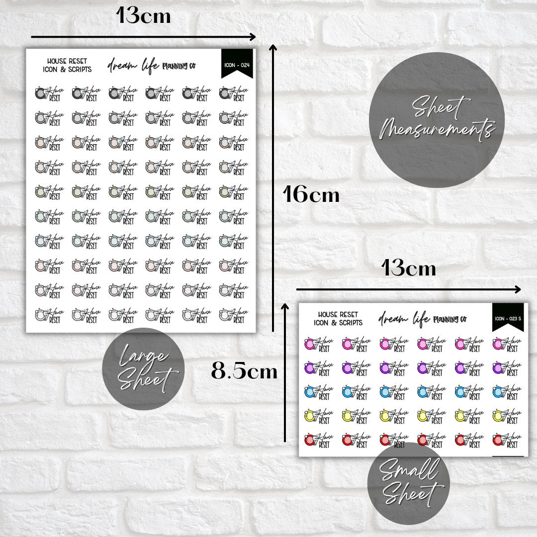 House Reset Planner Sticker, House Reset Stickers, Home Organisation Stickers, Bullet Journal Stickers, Planner Diary & Calendar Sticker