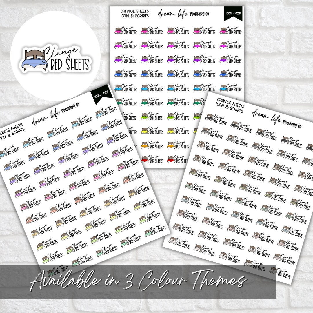 Change Bed Sheets Icon Planner Sticker, Change Sheets Stickers, Icon Stickers, Bullet Journal Stickers, Planner Diary & Calendar Sticker