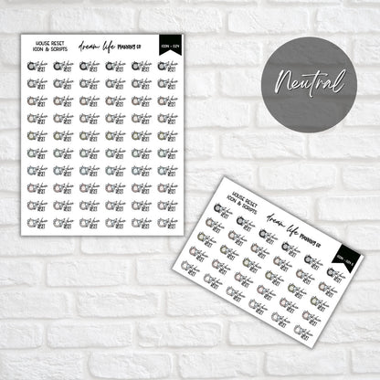 House Reset Planner Sticker, House Reset Stickers, Home Organisation Stickers, Bullet Journal Stickers, Planner Diary & Calendar Sticker