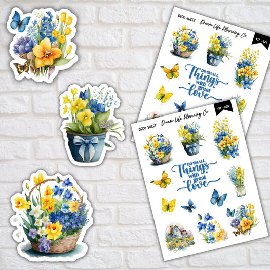 Deco Planner Stickers Butterfly and Flowers Decorative Planner Stickers for Bullet Journal Stickers Cute Planner Sticker Sheets EC Stickers