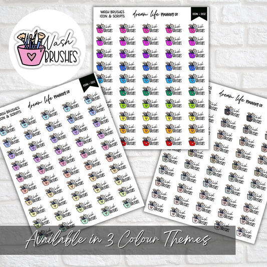 Wash Brushes Icon Planner Stickers, Wash Make Up Brushes Script Stickers, Icon Stickers, Bullet Journal, Planner Diary & Calendar Stickers